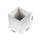 Whitewash square wood planter box set, 5 inches, with removable plastic liners.