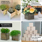 Whitewash square wood planter box set with removable liners.