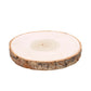 Rustic natural wood slice table centerpiece, 9 inches in diameter.