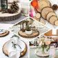 Natural color round rustic wood slices for table centerpieces.