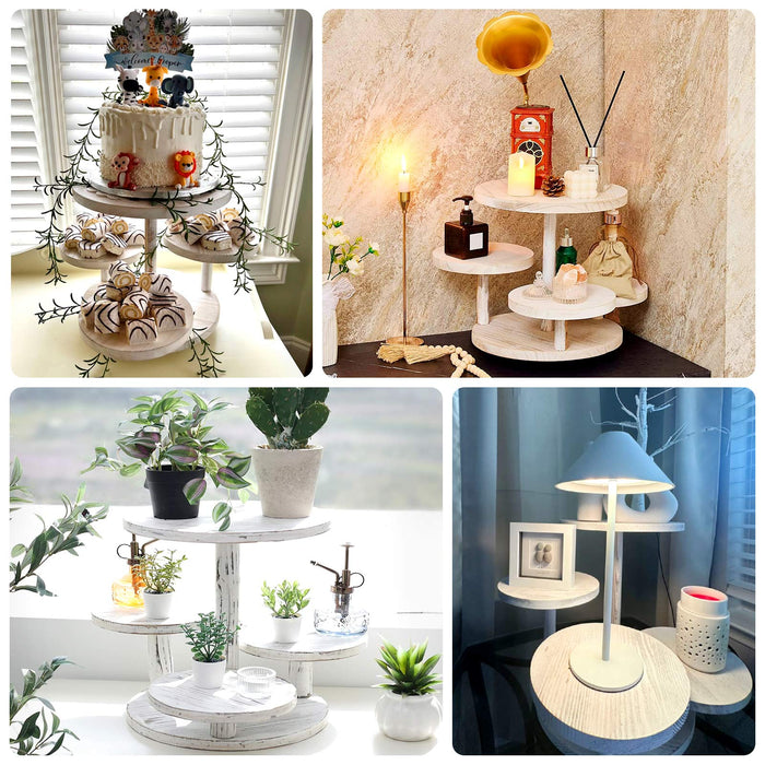 4-Tier Whitewash Wooden Cupcake Tower, 14