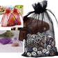 Black organza gift bags, 5" x 7", perfect for wedding favors or party gifts.