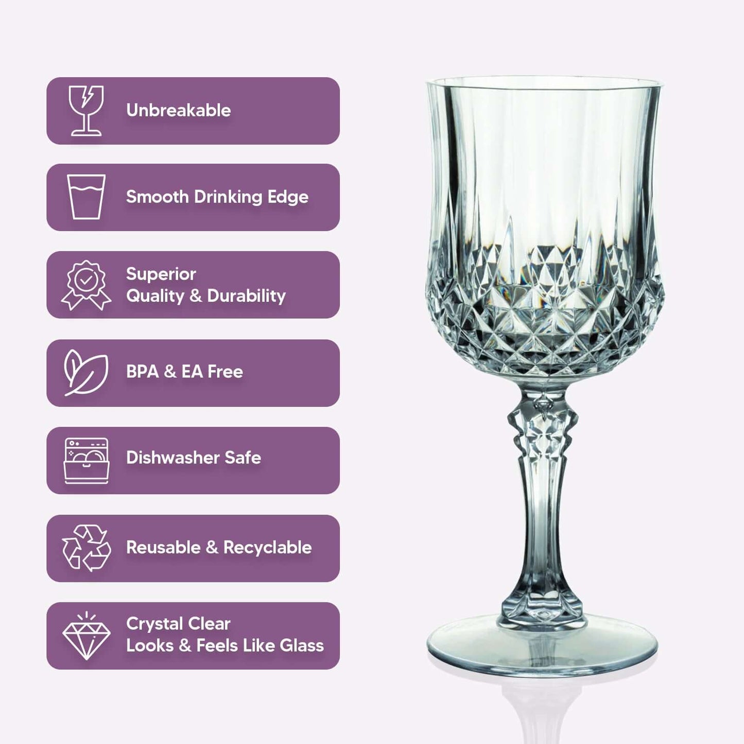 Dusty sage green shatterproof cocktail goblet, crystal cut design.