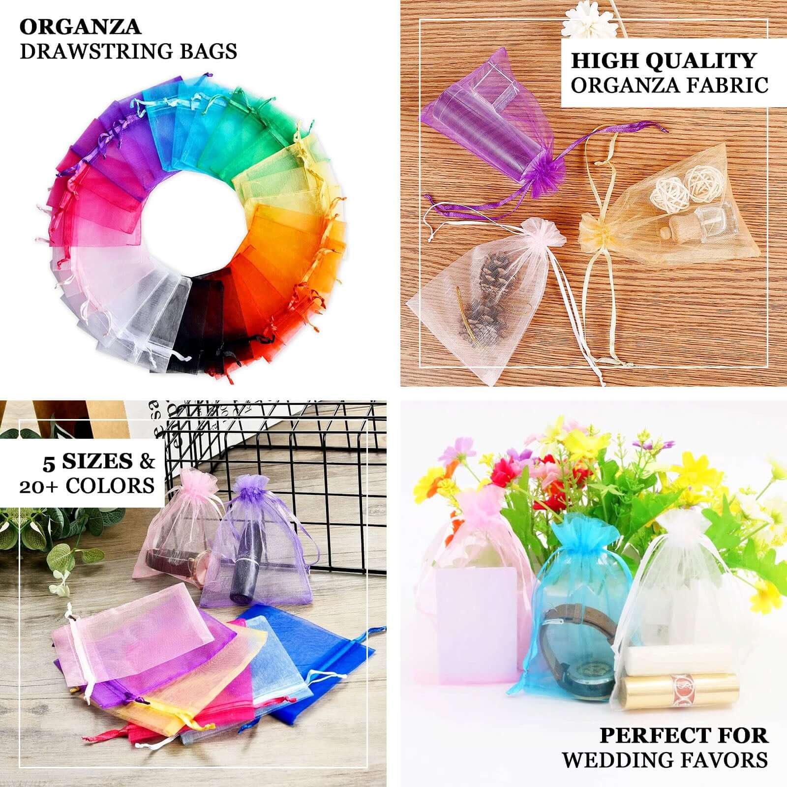 Mint organza gift bags with drawstring, 6" x 9" – wedding party favor bags.