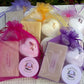 Lavender lilac organza gift bags with drawstring, ideal for party favors.