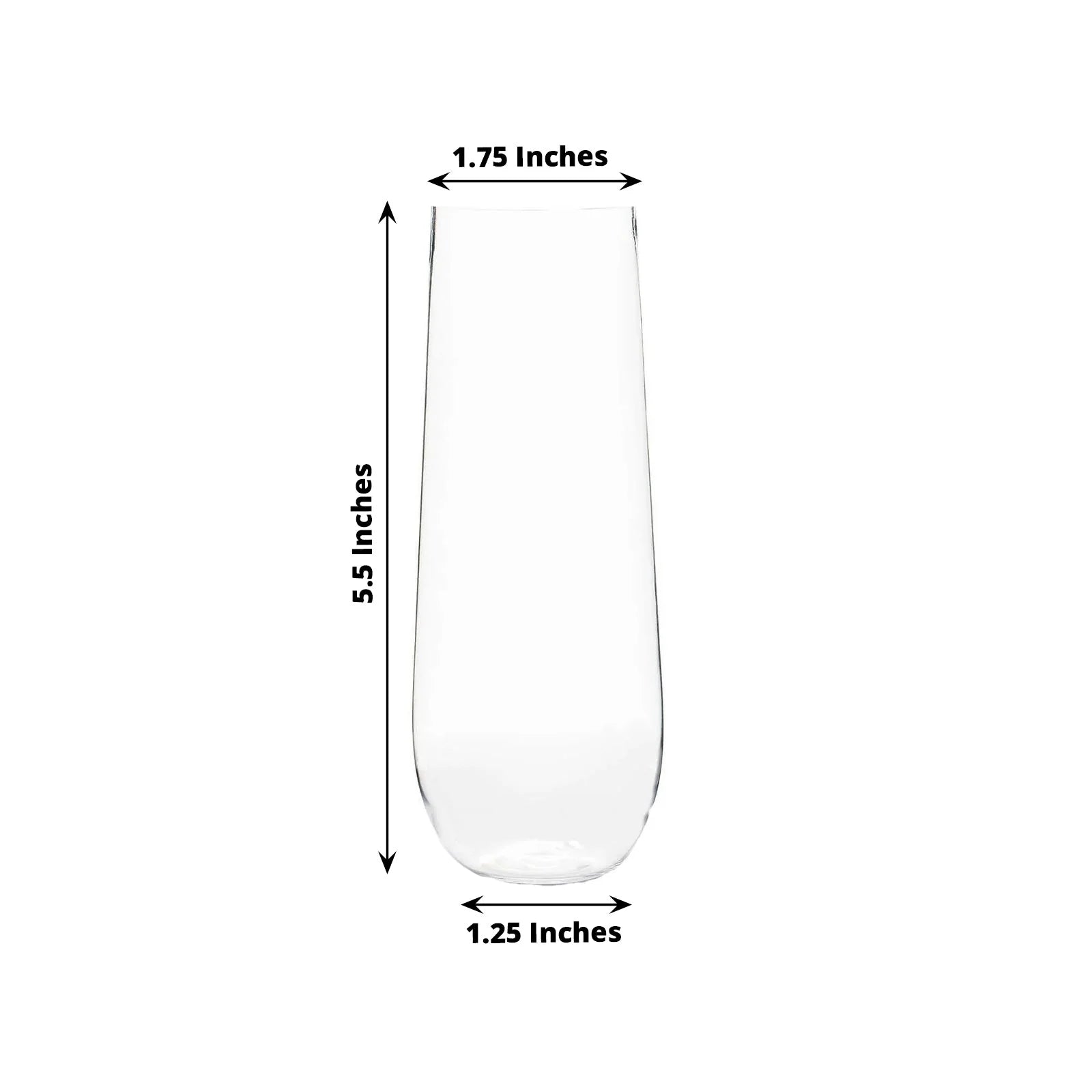 Clear plastic champagne glasses, reusable lightweight flutes, 9oz size.