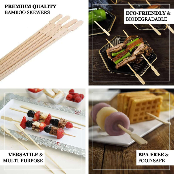 100 Pack | 10" Eco Friendly Paddle Party Picks, Bamboo Skewers, Decorative Top Cocktail Sticks