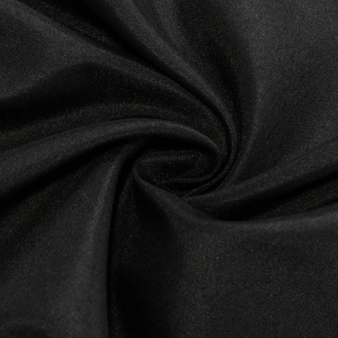 Black fitted polyester tablecloth for trade shows, 8ft size. #whtbkgd