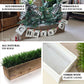 Natural rectangular wood planter box set with removable plastic liners.