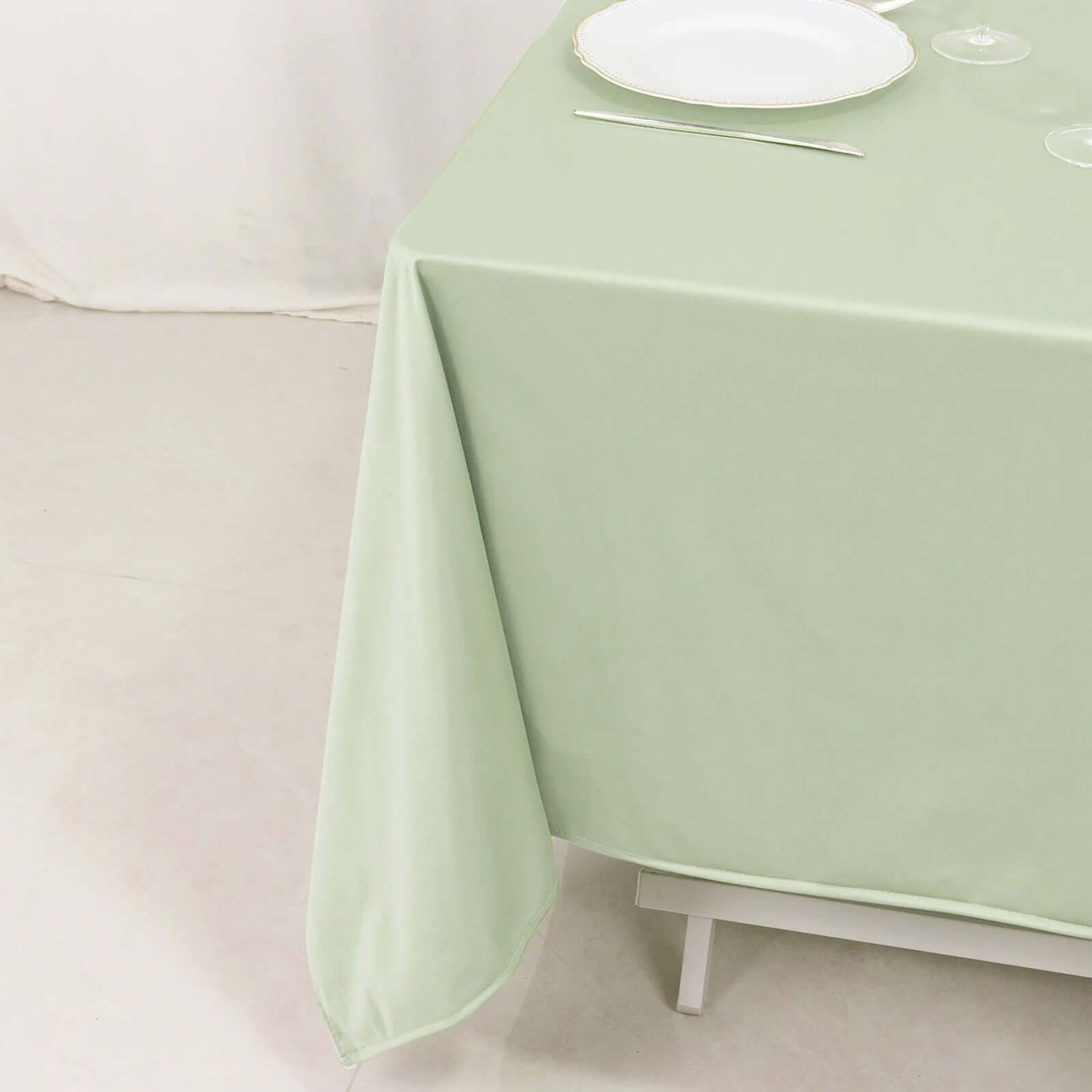 70" Sage Green Scuba Wrinkle Free Square Tablecloth, Scuba Polyester Tablecloth