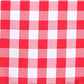 Red and white checkered tablecloth for picnics and gatherings. #whtbkgd