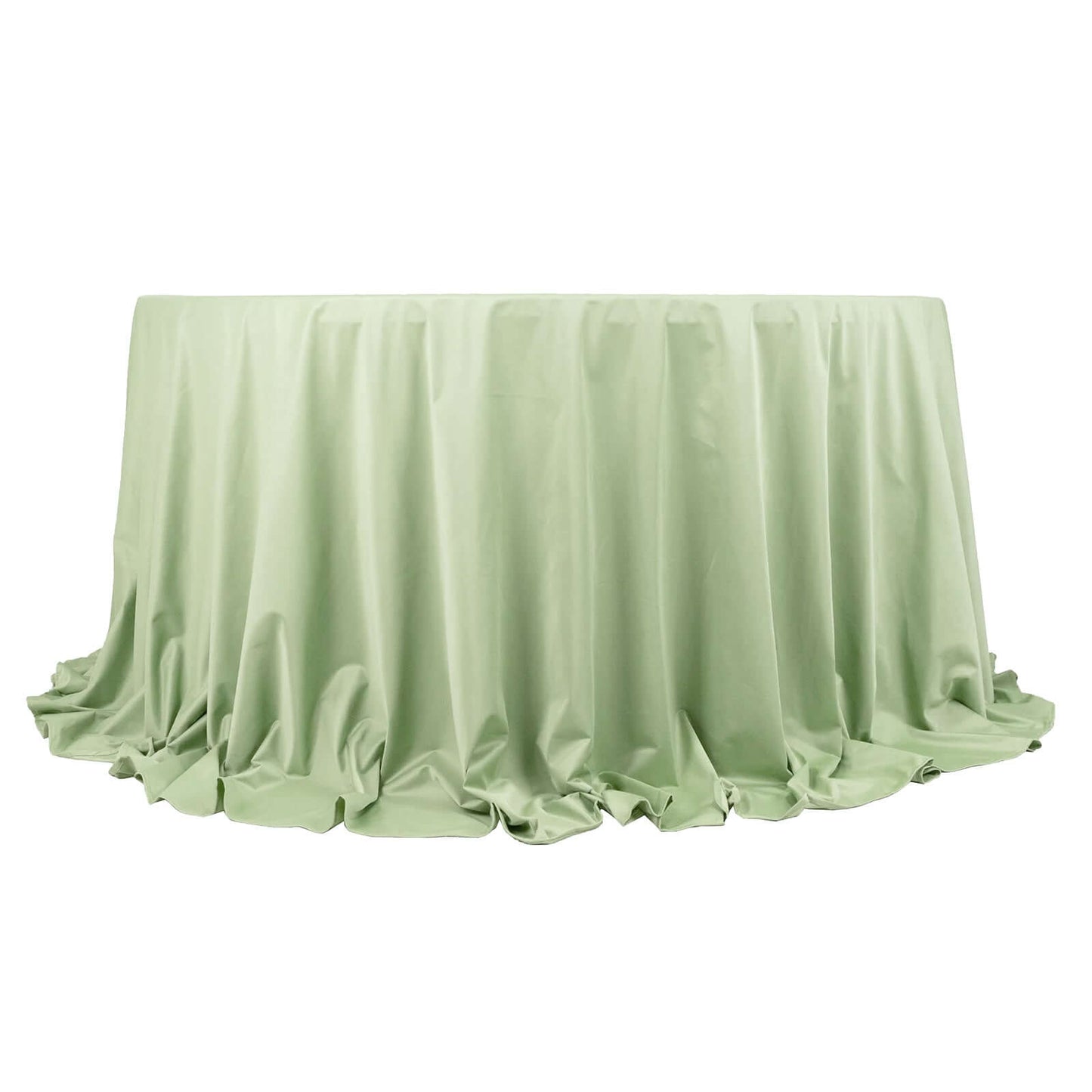 132" Sage Green Scuba Wrinkle Free Round Tablecloth, Seamless Scuba Polyester Tablecloth