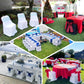 Sage green chair covers for events, featuring a reusable and stain-resistant design.