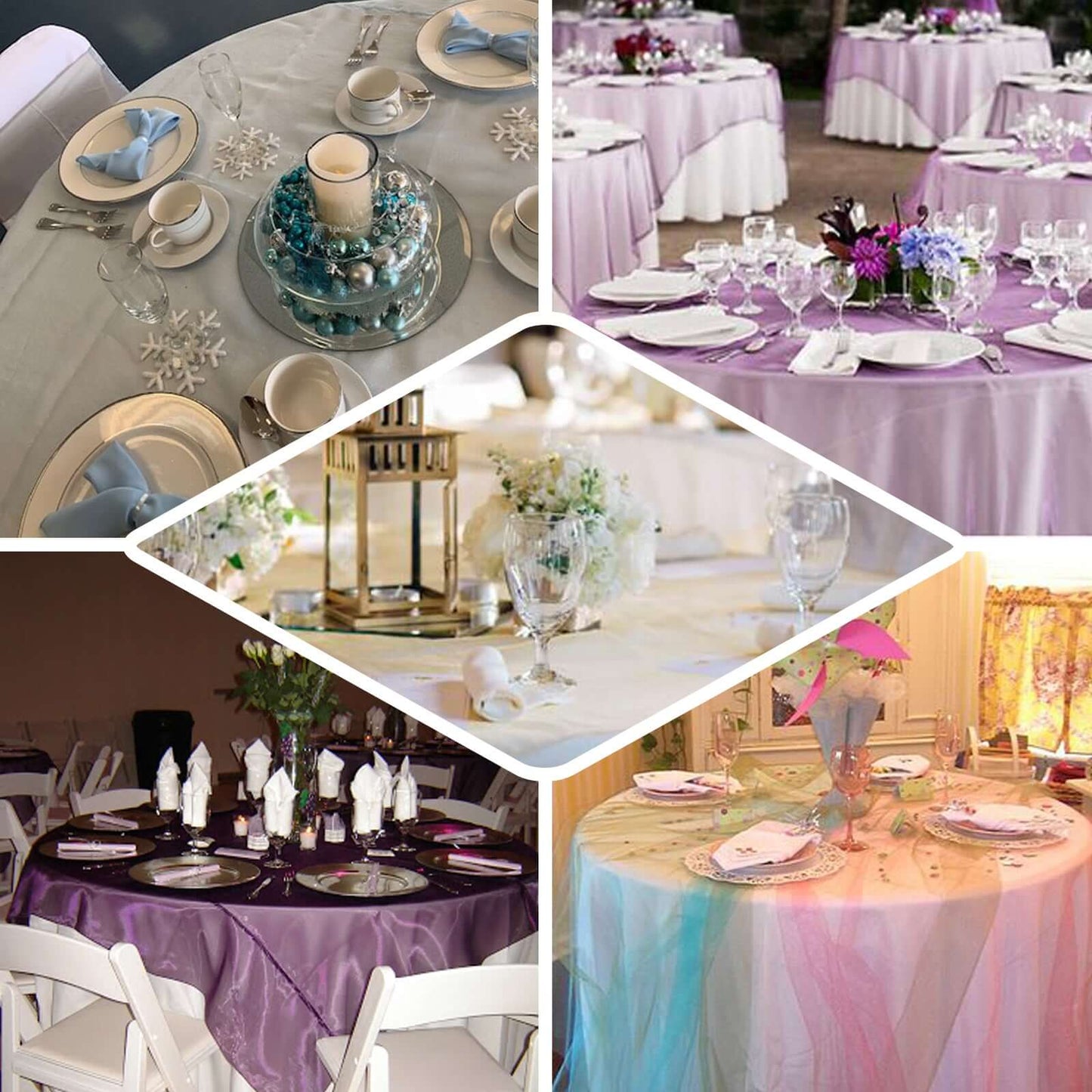 10 Pack Blush Organza Table Overlay 72"x72" - Sheer Table Topper