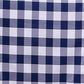Navy blue and white checkered table runner in a plaid pattern. #whtbkgd