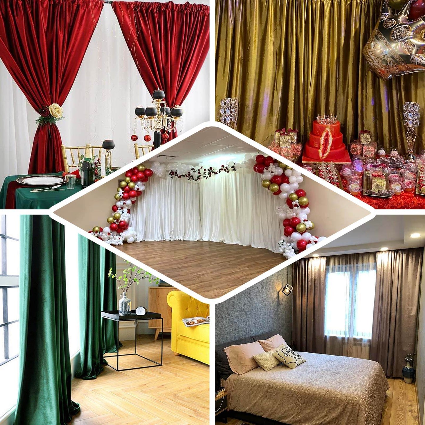 Beige Crushed Velvet Backdrop Curtain – 8ft x 8ft Event Drape with Rod Pocket, Privacy Panel for Photo Booths & Events