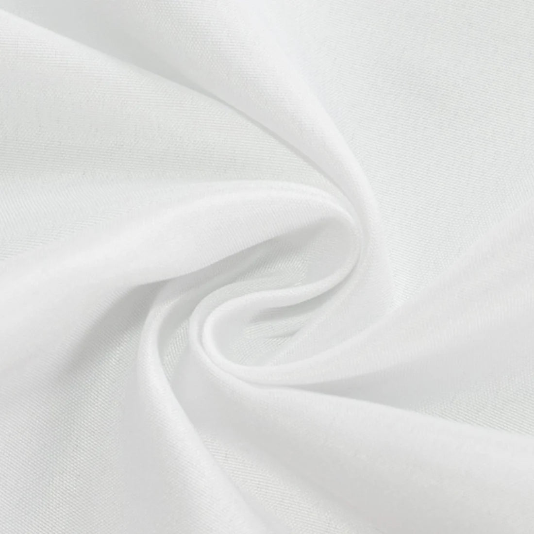 White polyester rectangle tablecloth for trade shows, 8ft size.