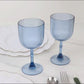 12-Pack Plastic Goblets Dusty Blue Vintage Ribbed Pattern - Reusable Shatterproof Glassware 9oz