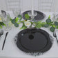 20-Pack Economy Plastic Round Charger Plates 13" in Black with Silver Embossed Baroque Rim, Stylish Dinner Party Serving Plates