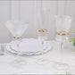 Clear champagne flutes with gold ring accents for elegant celebrations.