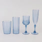 6 Pack Dusty Blue Crystal Cut Reusable Plastic Wedding Flute Glasses, 8oz Shatterproof Champagne Toast Glasses