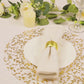 10 Pack White Mesh Organza Dining Table Mats with Gold Foil Leaf Vines, Floral Round Disposable Placemats - 13"