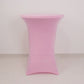 Pink fitted stretch tablecloth for 30" high top tables.