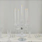 Crystal taper candle holder with 5 arms, elegant centerpiece, clear color.