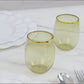 12-Pack Plastic Wine Tumblers Transparent Dusty Sage Green with Gold Rim - Reusable Drinkware 12oz
