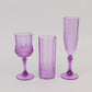 6 Pack Purple Crystal Cut Reusable Plastic Wedding Flute Glasses, 8oz Shatterproof Champagne Toast Glasses
