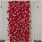 Red silk rose wall panel backdrop with baby's breath, 8ftx4ft.