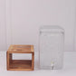 2 Gallon Clear Hammered Glass Drink Dispenser with Wooden Stand, Lead Free Countertop Rectangular Juice Jar Beverage Dispenser with Lid and Spigot - 19"