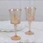 6 Pack 9oz Crystal Cut Glass Goblets Amber Gold – Elegant Vintage Wine, Water & Cocktail Glasses for Table Settings