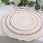 25-Pack Paper 8" Round Dessert Plates in Blush Sunray Design with Gold Rim - Disposable Heavy Duty 350GSM Appetizer Salad Plates