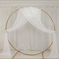 White sheer backdrop drape for wedding arch and ceiling decor.