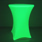 Glow neon green fitted spandex cocktail tablecloth for 30" round tables.