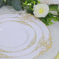 20-Pack Economy Plastic Round Charger Plates 13" in White with Gold Embossed Baroque Rim, Stylish Dinner Party Serving Plates