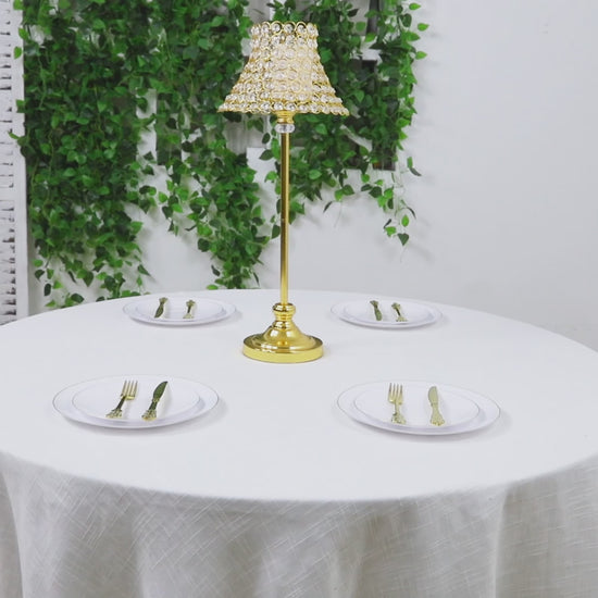 Gold crystal beaded candle stand centerpiece for tables and events.