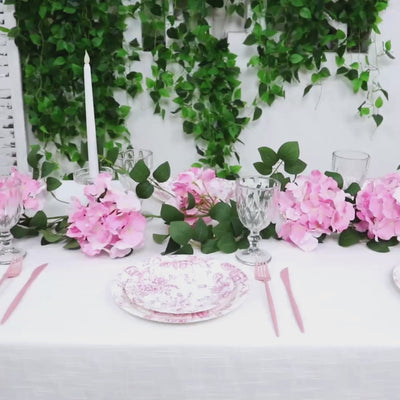 Artificial Hydrangea Garland – 5.5ft Pink Silk Flower Vine with Greenery