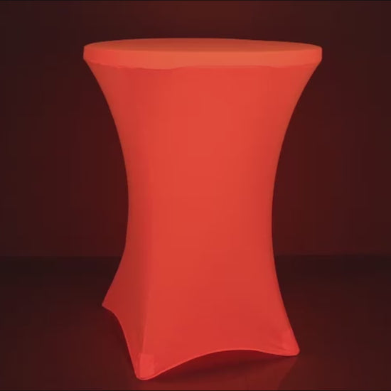 Glow Neon Orange Fitted Spandex Cocktail Tablecloth – 30" Round, Wrinkle-Free Cover