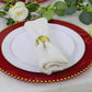 10-Pack Economy Round Plastic Charger Plates 13" in Red with Gold Beaded Rim, Stylish Dinner Party Serving Plates