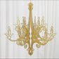 Gold glittered acrylic chandelier hanging decor with 3D interlocking cutout design.