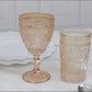 Amber vintage goblet set with floral design, perfect for cocktails and wine.