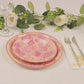 50 Pcs Dusty Rose Spring Floral Disposable Plates with Gold Rim, Heavy Duty Round Dinner and Dessert Paper Plates - 7",9"