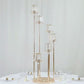 Crystal Pendant 6-Arm Cluster Candelabra Candle Holder, 4ft Gold Metal Candle Stand with Round Base