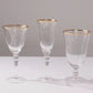 6 Pack Crystal Gold Rimmed Red Wine Glasses with Short Beaded Stem, 16oz Clear Water Goblet Cocktail Glasses - 7"