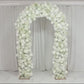 Artificial Flower Arch Backdrop White 4ft x 8ft Silk Roses & Baby's Breath for Round Top Double Arch