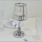 Silver crystal pendant candle holder for table centerpieces.