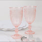 24-Pack Plastic Wine Glasses 10oz – Transparent Blush Vintage Goblets with Retro Embossed Design, Elegant Drinkware - 7" Tall