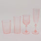 6 Pack Transparent Blush Crystal Cut Reusable Plastic Wedding Flute Glasses, 8oz Shatterproof Champagne Toast Glasses